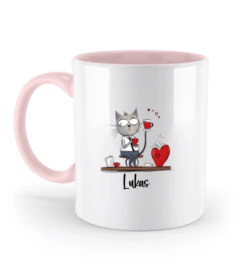 Individuell gestaltbare lustige Valentinstag Katze Comic Tassen - printpod.de