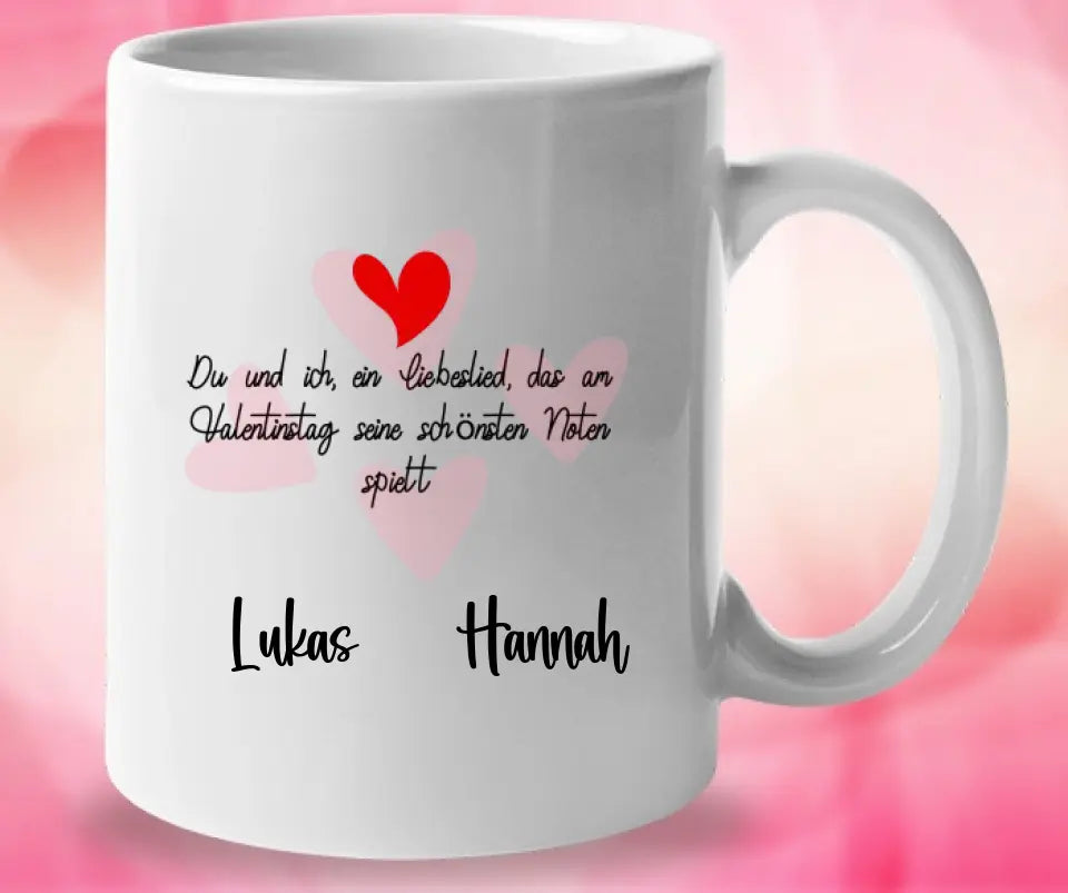 Sei mein Valentine - Personalisierte Tasse mit den Namen des Paares - printpod.de