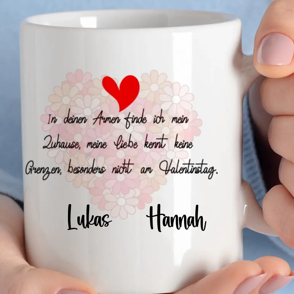 Einhorn-Valentinstag-Tasse mit individuellen Namen für Paare - printpod.de
