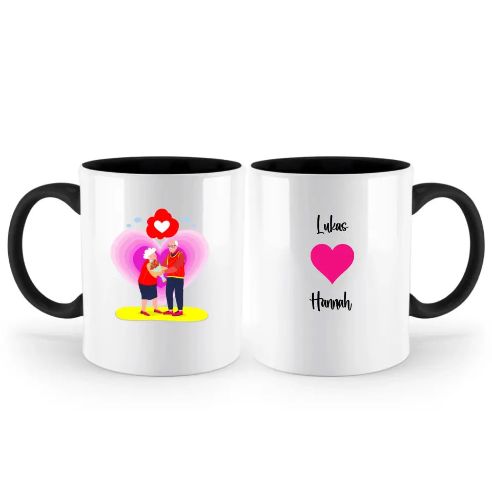 Liebe auf den ersten Blick: Personalisierte Valentinstag-Tasse für älteres Paar - printpod.de