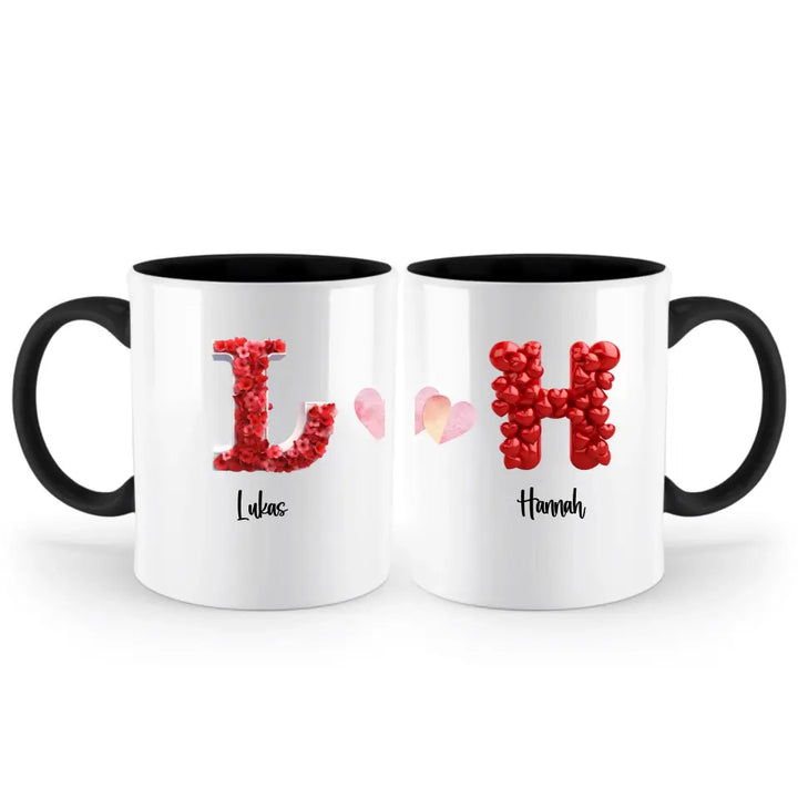 Buchstaben-Namens-Tasse für Verliebte - Fröhlichen Valentinstag! - printpod.de