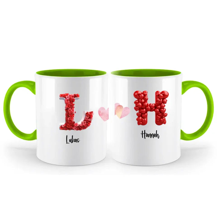 Buchstaben-Namens-Tasse für Verliebte - Fröhlichen Valentinstag! - printpod.de