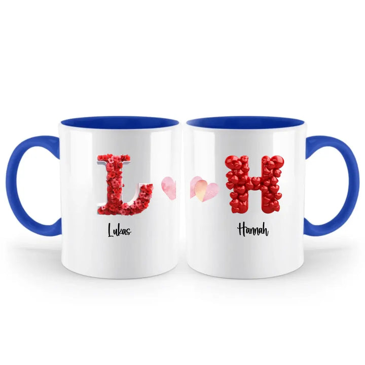 Buchstaben-Namens-Tasse für Verliebte - Fröhlichen Valentinstag! - printpod.de