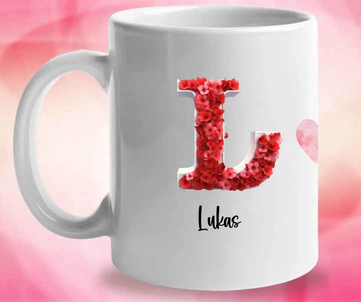 Buchstaben-Namens-Tasse für Verliebte - Fröhlichen Valentinstag! - printpod.de