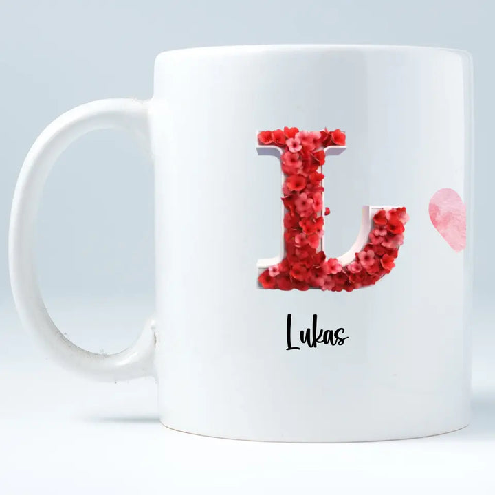 Buchstaben-Namens-Tasse für Verliebte - Fröhlichen Valentinstag! - printpod.de