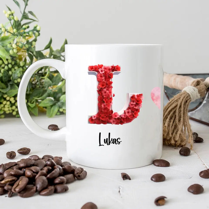 Buchstaben-Namens-Tasse für Verliebte - Fröhlichen Valentinstag! - printpod.de