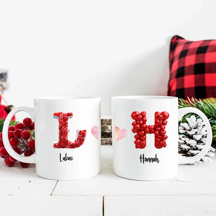 Buchstaben-Namens-Tasse für Verliebte - Fröhlichen Valentinstag! - printpod.de