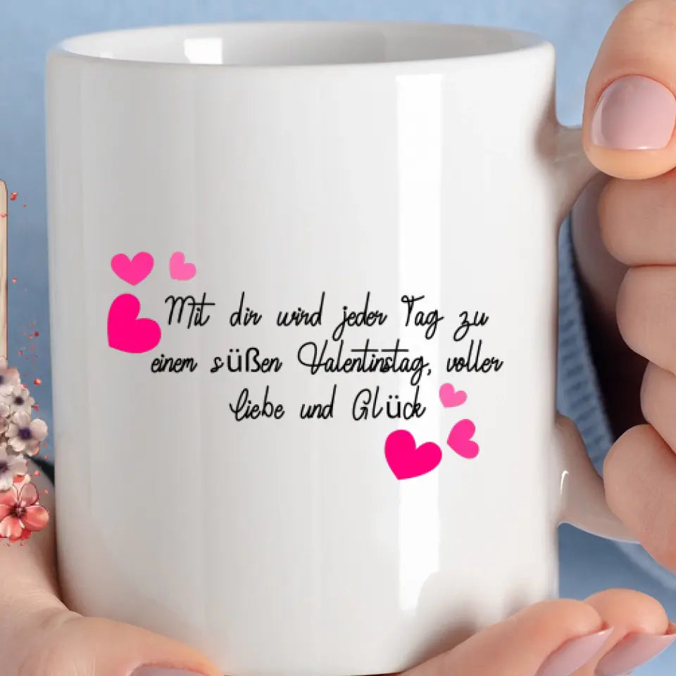 Bestes Geschenk zum Valentinstag: Personalisierte Holzschild-Tassen für ihn/sie - printpod.de