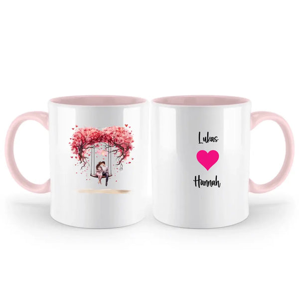 Die Liebe Baum Paar in der Schaukel Geschenk Personalisierte Tasse für ihn und sie Valentinstag themed - printpod.de