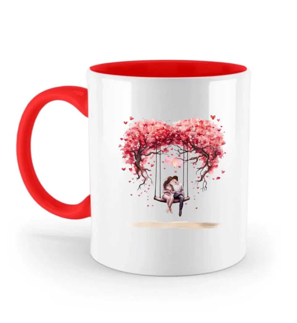 Die Liebe Baum Paar in der Schaukel Geschenk Personalisierte Tasse für ihn und sie Valentinstag themed - printpod.de