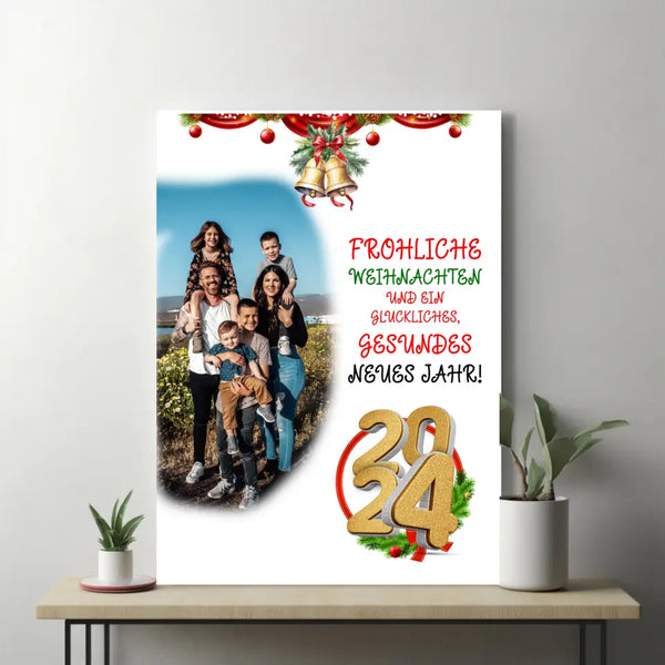 Personalisierte Weihnachts-Leinwand für Familien - Fröhliche Weihnachten und ein glückliches, gesundes Neues Jahr! - printpod.de