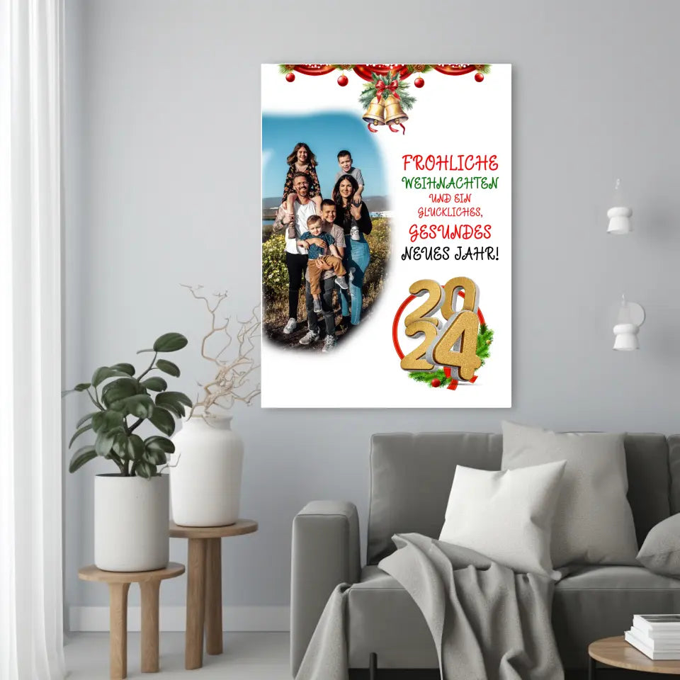 Personalisierte Weihnachts-Leinwand für Familien - Fröhliche Weihnachten und ein glückliches, gesundes Neues Jahr! - printpod.de