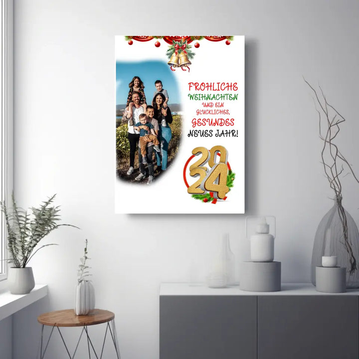 Personalisierte Weihnachts-Leinwand für Familien - Fröhliche Weihnachten und ein glückliches, gesundes Neues Jahr! - printpod.de