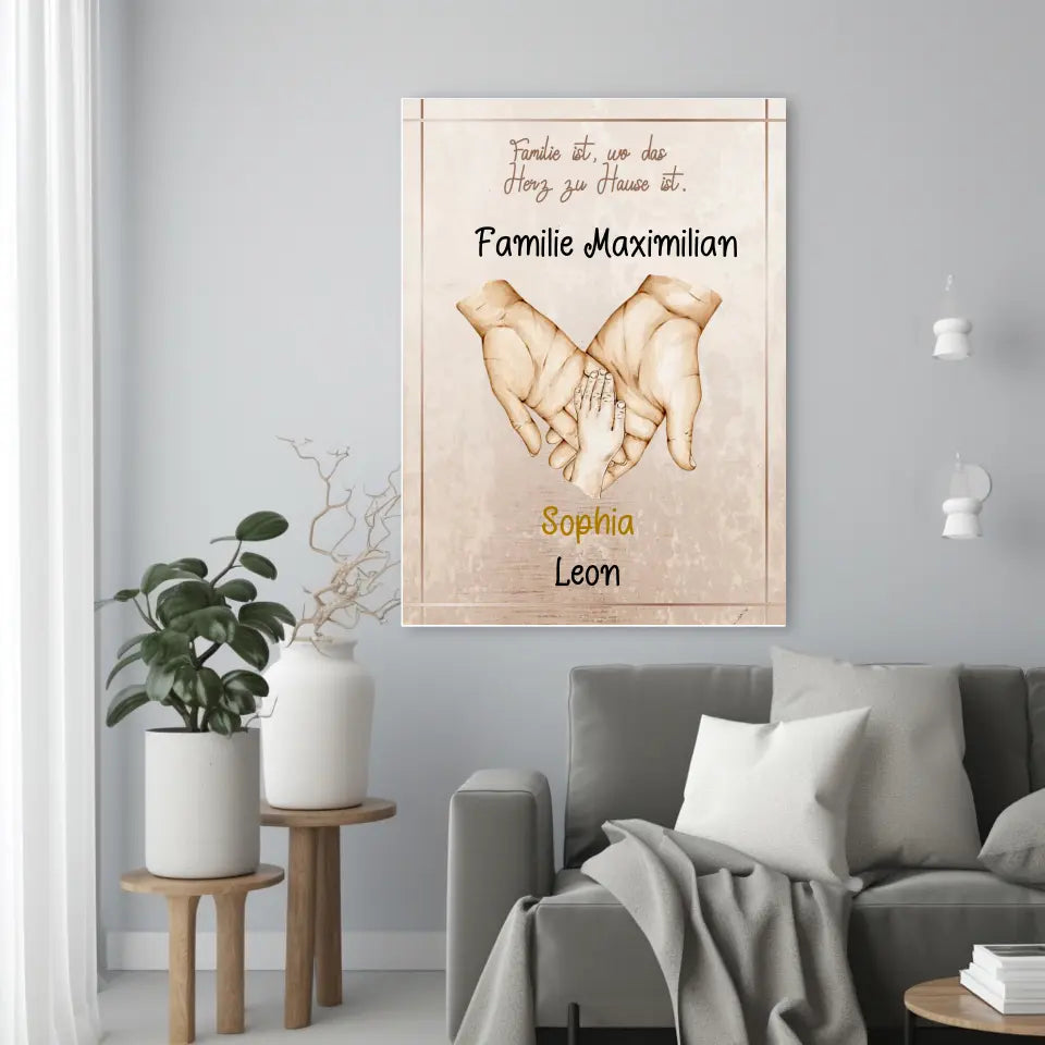 Liebe für die Familie & Glück - Personalisierte Leinwand - printpod.de