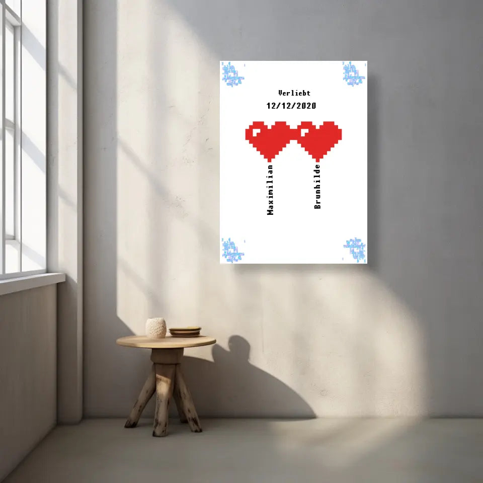 Liebesrausch: Personalisierte Pixel-Art auf Leinwand für besondere Momente! - printpod.de