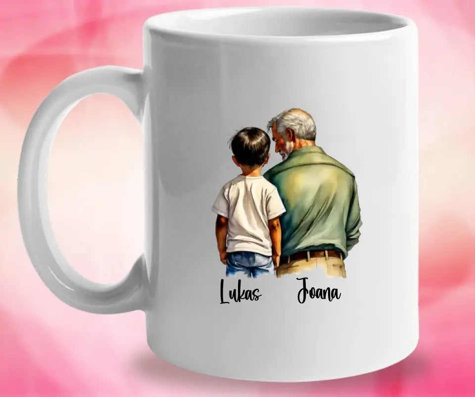 Personalisierte Vater und Sohn Aquarell Tassen mit Namen kaufen