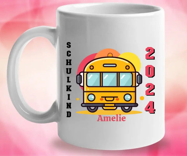 Mango Schulbus ist bereit, Kinder in 2023 Schulkind Saison zu holen - beste personalisierte gedruckte Tasse Geschenk für Schulkind