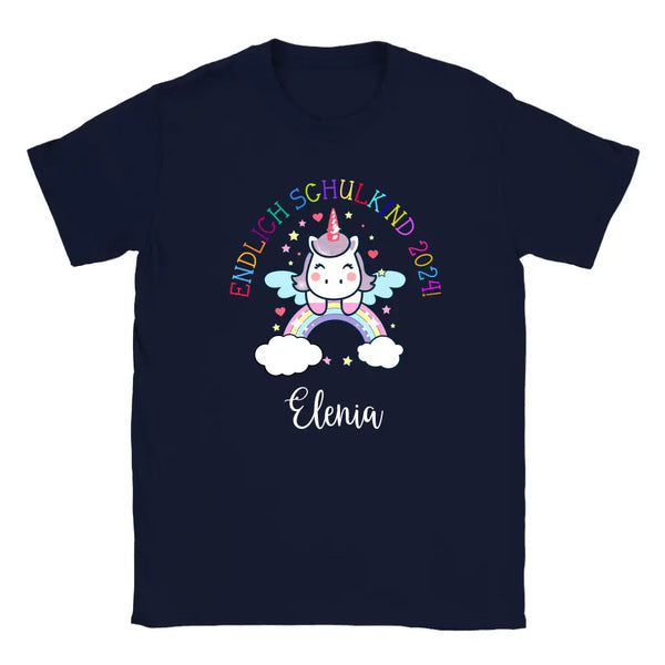 Schulkind einhorn Regenbogen Bunt Einschulung Erstklässler T-Shirt