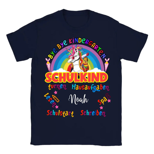 Einhorn T-Shirt Regenbogen Bunt Einschulung Erstklässler Mädchen Junge mit Namen