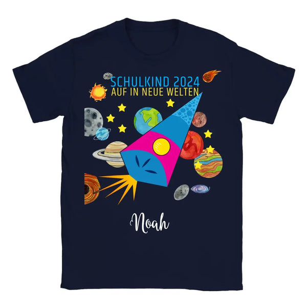 Weltraum Designs T-Shirt Schulkind Einschulung Erstklässler Schulanfang Mädchen Junge mit Namen