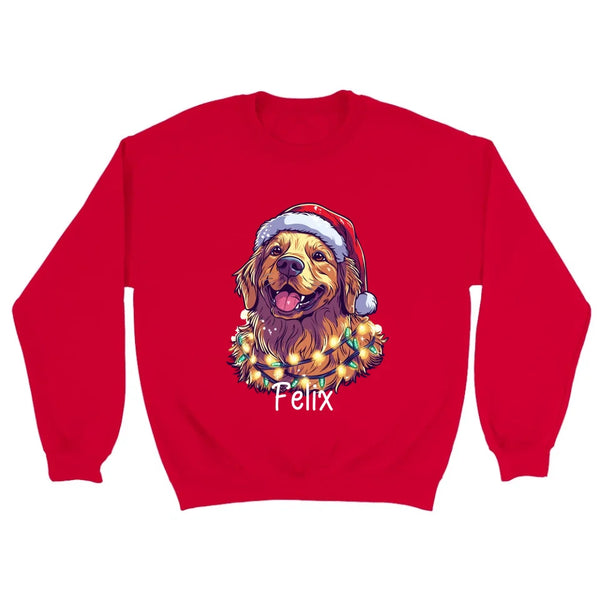 Golden Retriever Personalisierter Weihnachts-Sweatshirt – Superhelden-Hund im Comic-Stil mit Golden Retriever