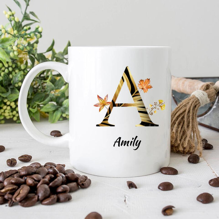 Tasse Buchstaben - Personalisierte geschenke - Herbst florale Buchstabe Tasse