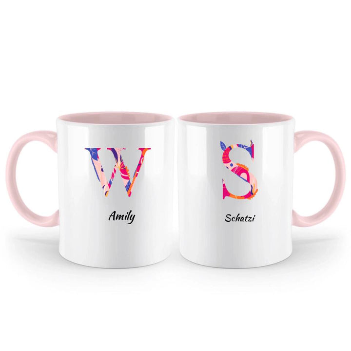 Buchstabe Tasse - personalisiert Tasse -  Rosa flache florale Buchstabe Tasse - printpod.de