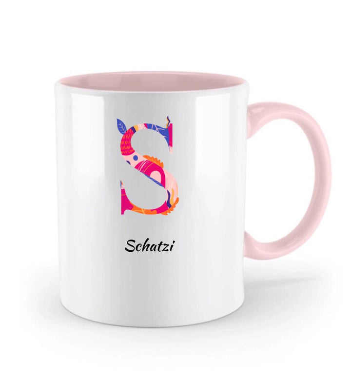 Buchstabe Tasse - personalisiert Tasse -  Rosa flache florale Buchstabe Tasse - printpod.de