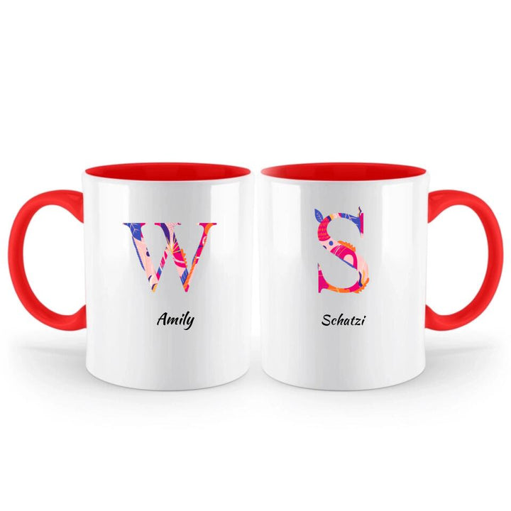 Buchstabe Tasse - personalisiert Tasse -  Rosa flache florale Buchstabe Tasse - printpod.de