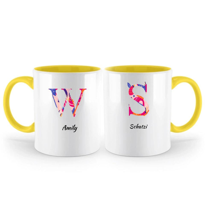 Buchstabe Tasse - personalisiert Tasse -  Rosa flache florale Buchstabe Tasse - printpod.de