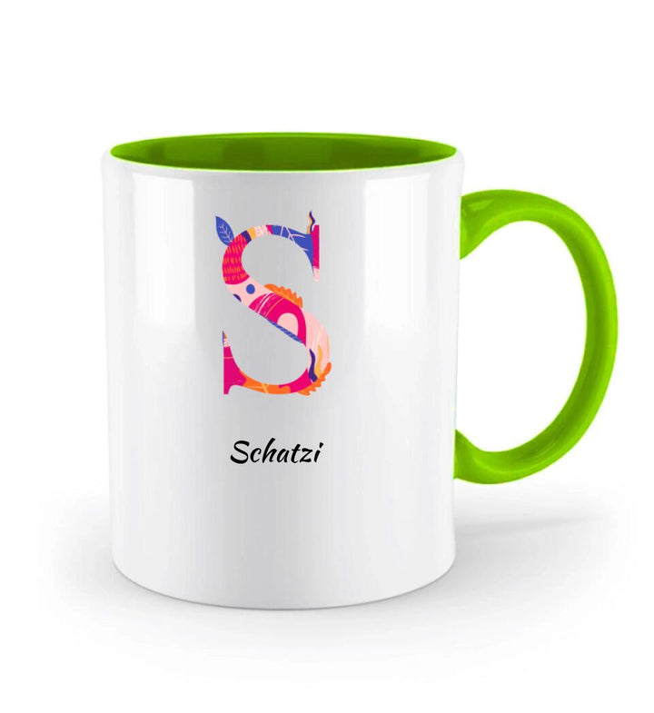 Buchstabe Tasse - personalisiert Tasse -  Rosa flache florale Buchstabe Tasse - printpod.de