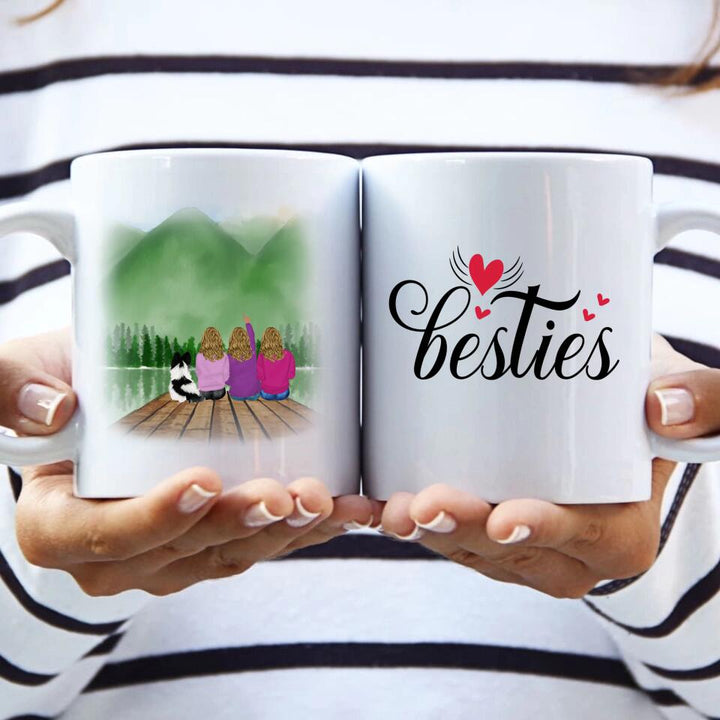 Vier Besties Tasse - Beste Freundin Geschenk Personalisiert Tasse - printpod.de