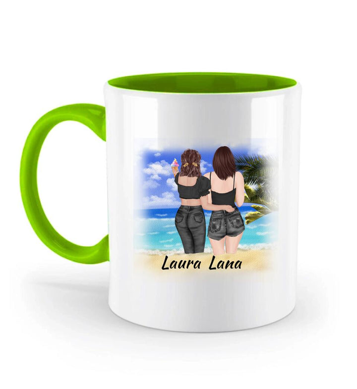 Personalisierbare Tasse- Schwester, Freund, Strand, Urlaub, Sommer - printpod.de