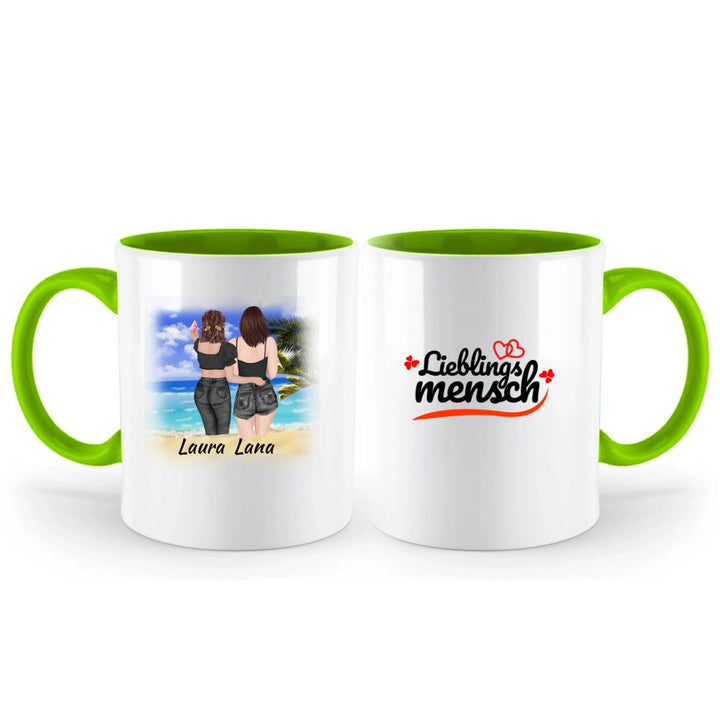 Personalisierbare Tasse- Schwester, Freund, Strand, Urlaub, Sommer - printpod.de