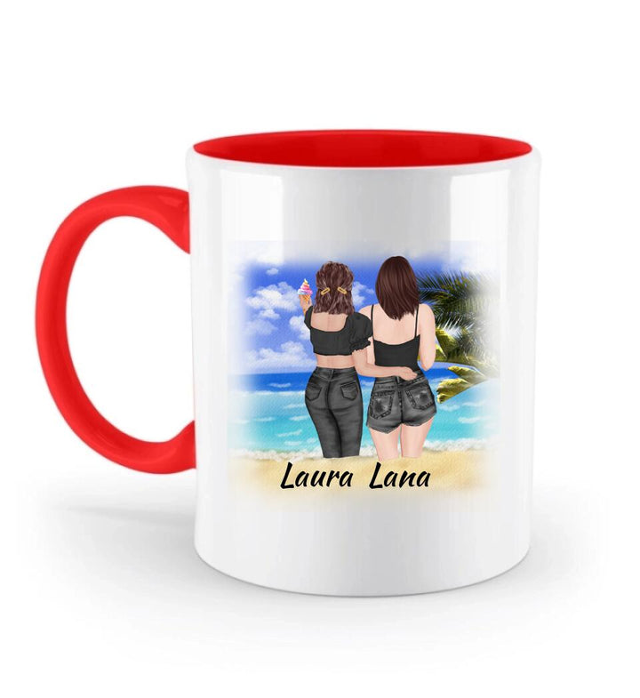 Personalisierbare Tasse- Schwester, Freund, Strand, Urlaub, Sommer - printpod.de