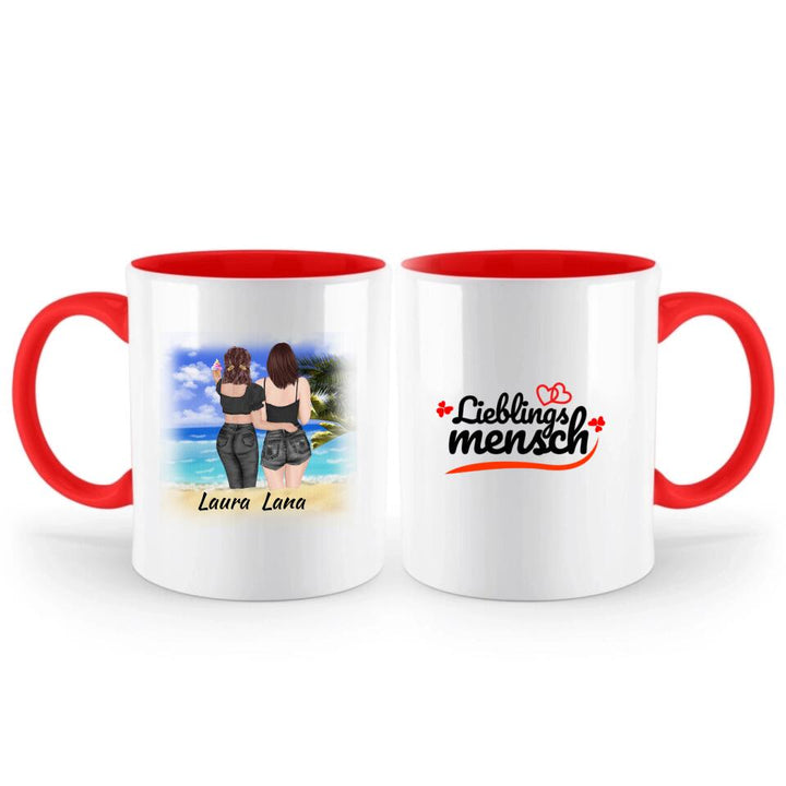 Personalisierbare Tasse- Schwester, Freund, Strand, Urlaub, Sommer - printpod.de