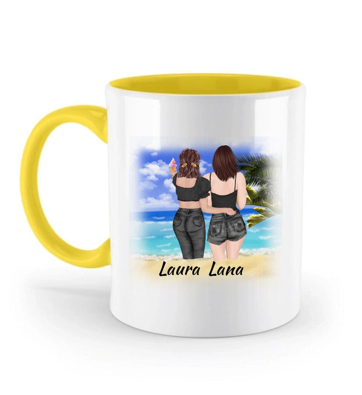 Personalisierbare Tasse- Schwester, Freund, Strand, Urlaub, Sommer - printpod.de