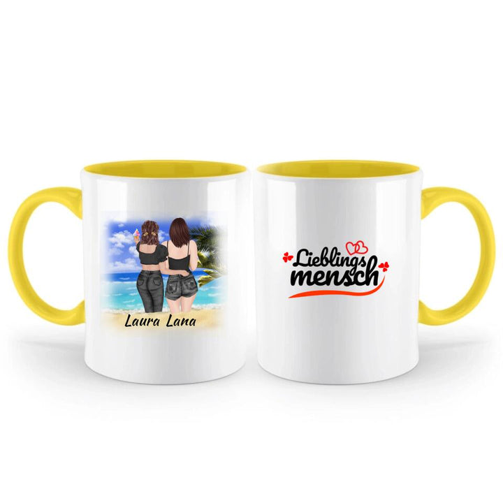 Personalisierbare Tasse- Schwester, Freund, Strand, Urlaub, Sommer - printpod.de