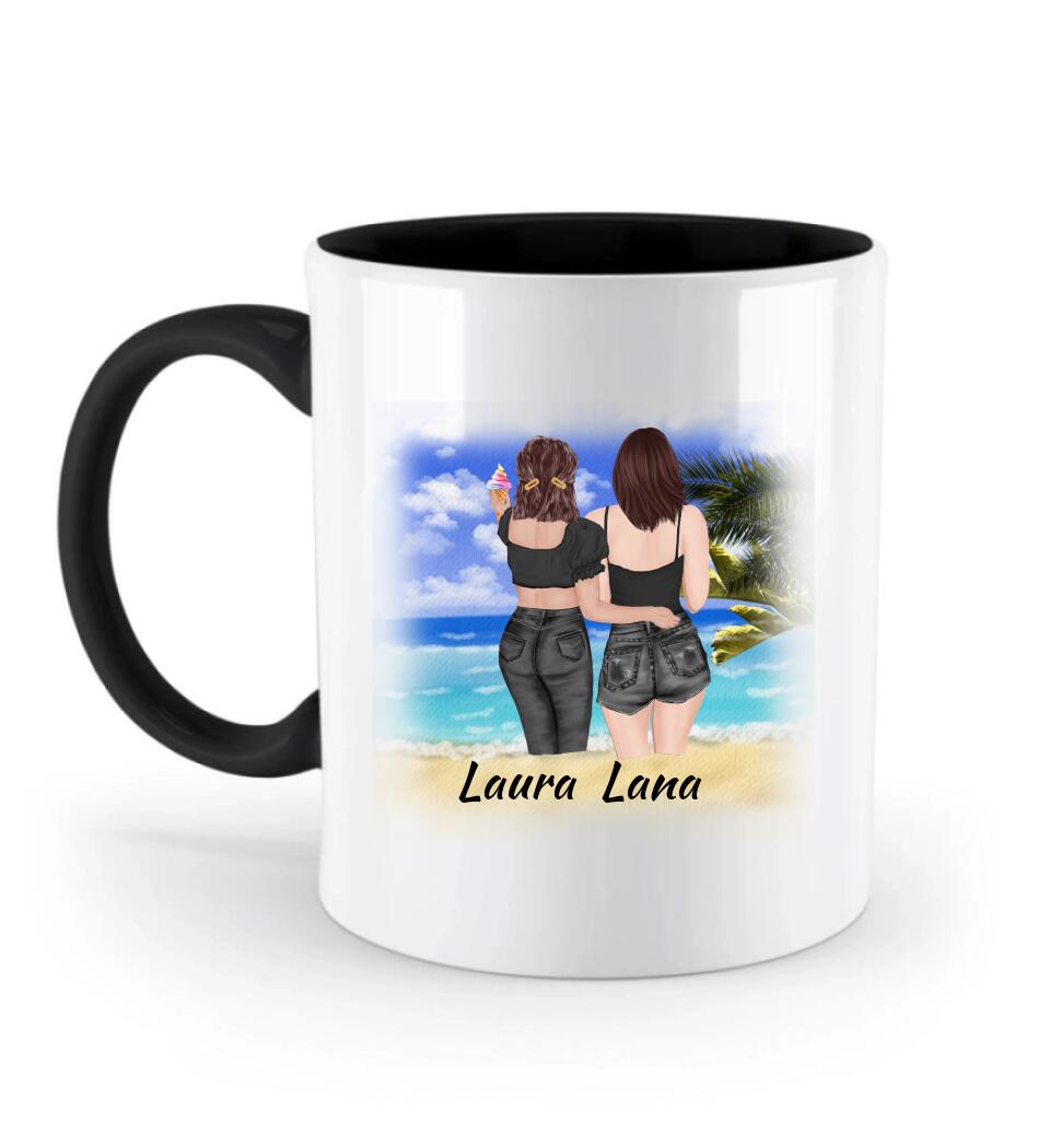 Personalisierbare Tasse- Schwester, Freund, Strand, Urlaub, Sommer - printpod.de