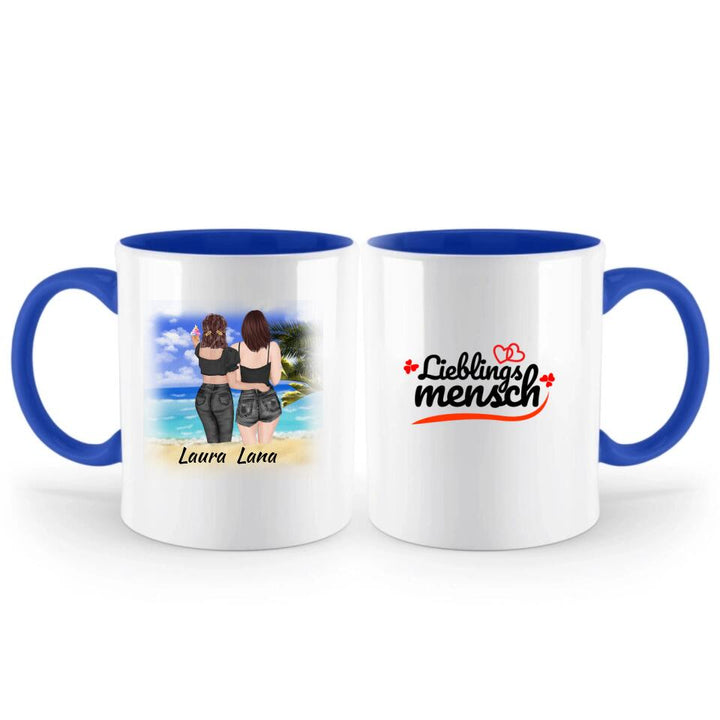 Personalisierbare Tasse- Schwester, Freund, Strand, Urlaub, Sommer - printpod.de