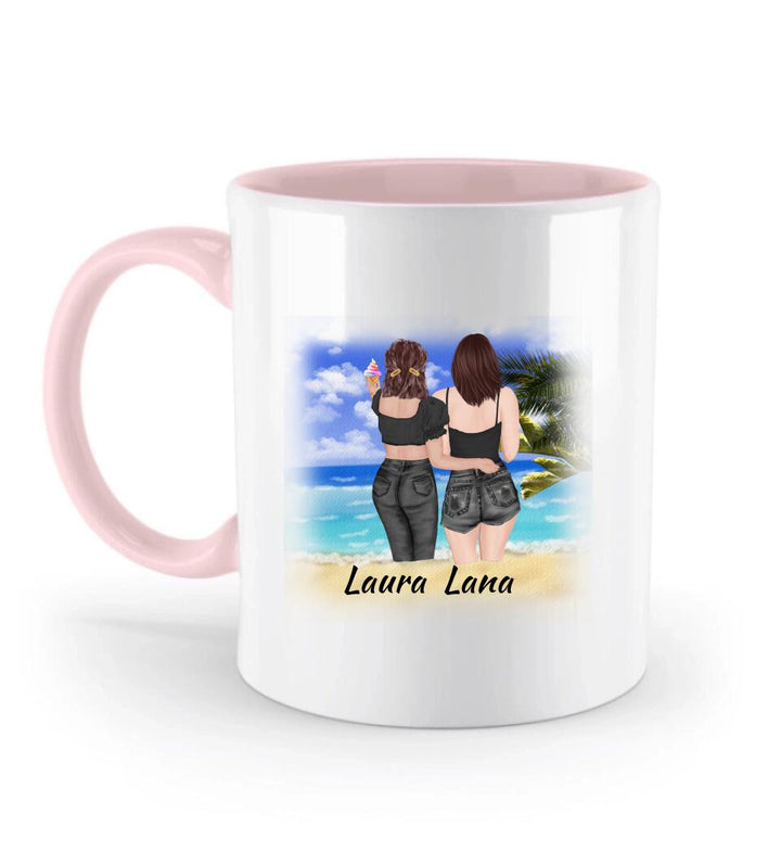 Personalisierbare Tasse- Schwester, Freund, Strand, Urlaub, Sommer - printpod.de