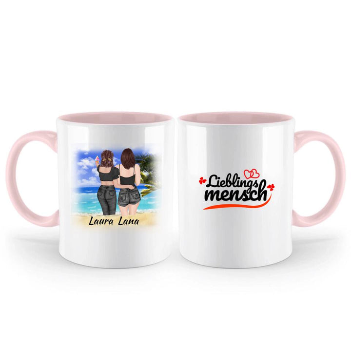 Personalisierbare Tasse- Schwester, Freund, Strand, Urlaub, Sommer - printpod.de