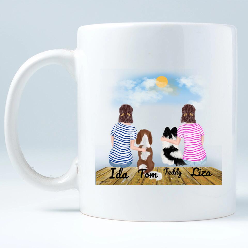 Personalisierte Tasse mit Hund und Frauen - printpod.de