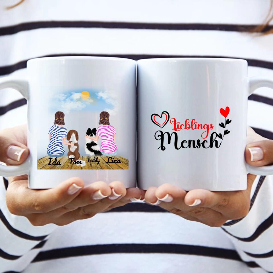 Personalisierte Tasse mit Hund und Frauen - printpod.de