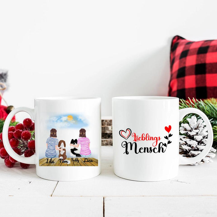 Personalisierte Tasse mit Hund und Frauen - printpod.de