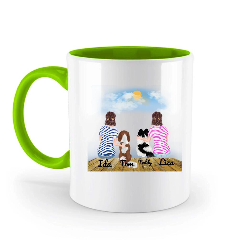 Personalisierte Tasse mit Hund und Frauen - printpod.de