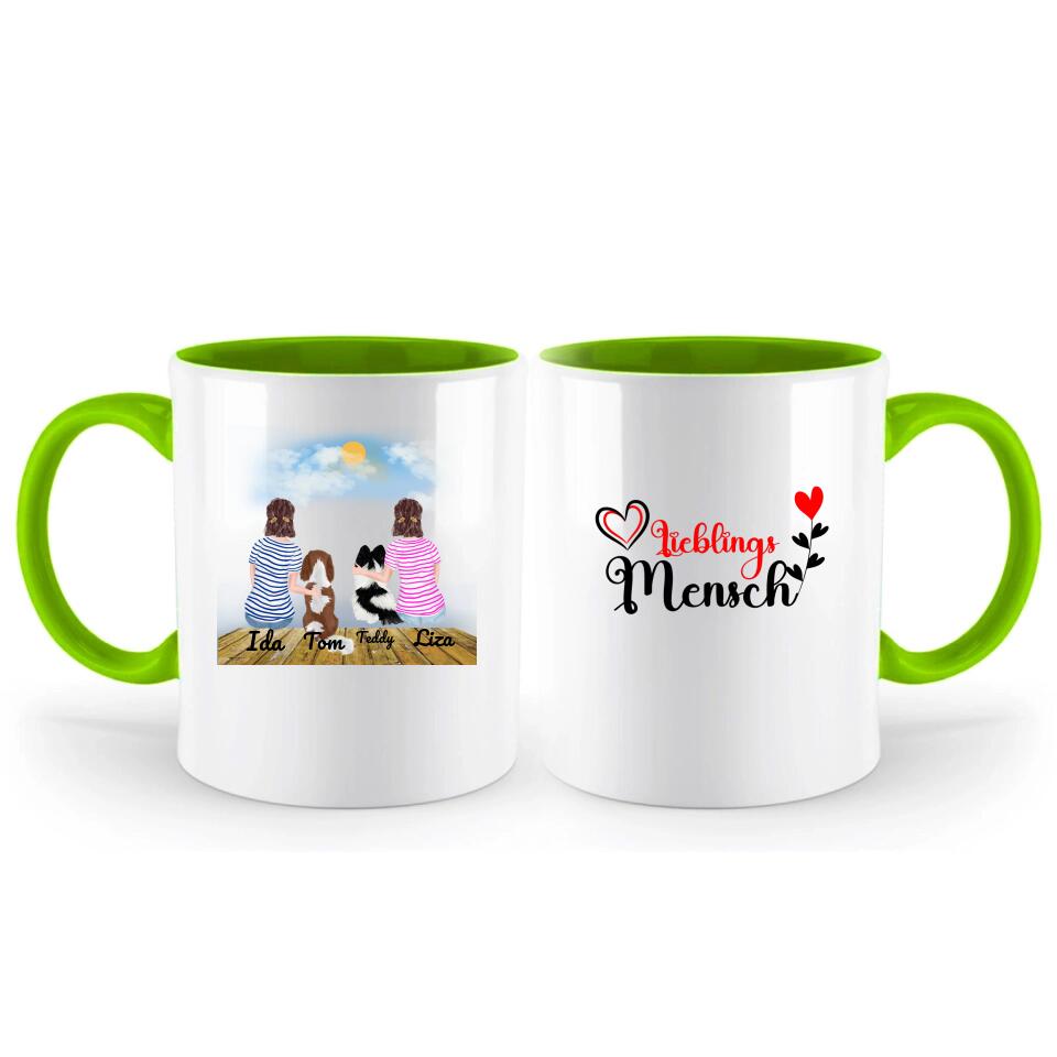 Personalisierte Tasse mit Hund und Frauen - printpod.de