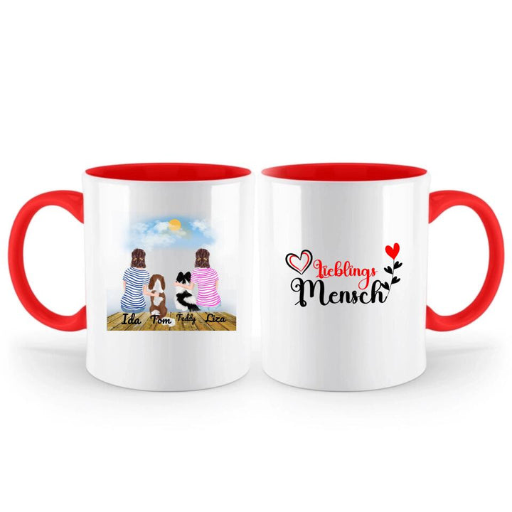 Personalisierte Tasse mit Hund und Frauen - printpod.de