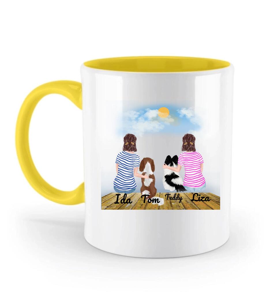 Personalisierte Tasse mit Hund und Frauen - printpod.de