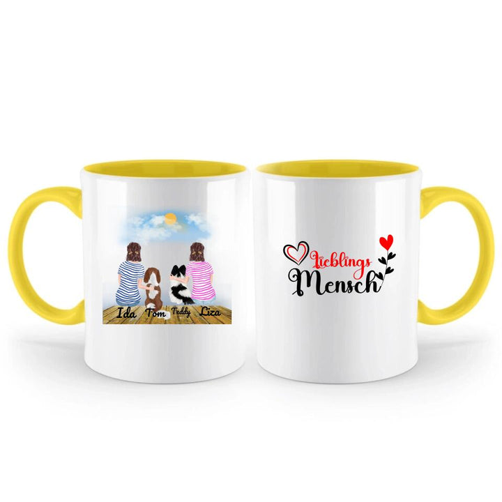 Personalisierte Tasse mit Hund und Frauen - printpod.de